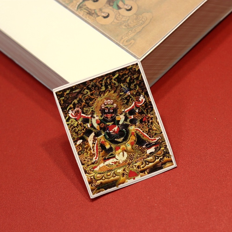手描きの金のチベットタンカ絵画コアハート前世と現在のザキラムグリーンタラとマラパラ卸売|undefined