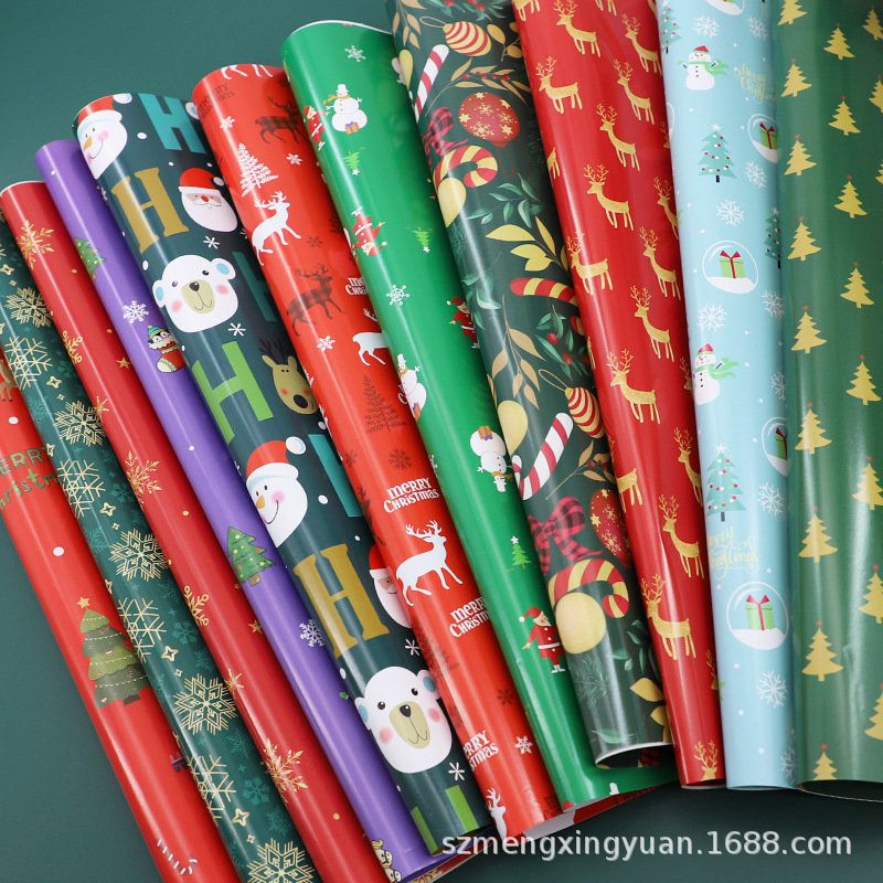 Nuevo regalo de vacaciones de Navidad regalo de dibujos animados niños caja de regalo papel de regalo decorativo papel de regalo papel de color rojo y verde