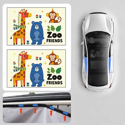 Car curtains: Children, Non-Transparent, Sun Protection - zoo-2-in-the-back-row