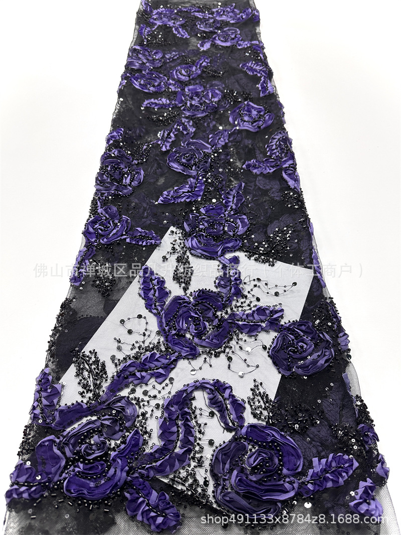 Moda francesa retrógrada de ancho lleno con tela de encaje bridal sequins lace fabric