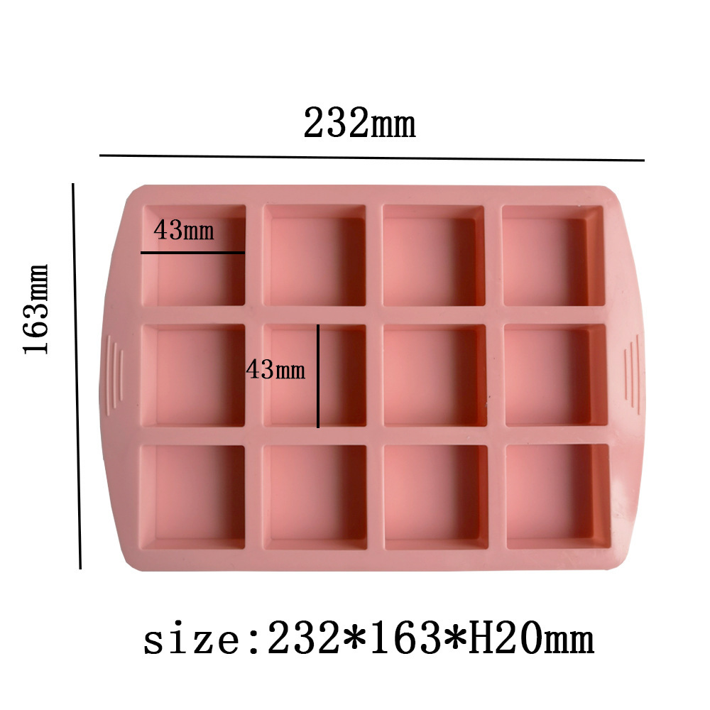 12 cuadrado 182 molde de silicona pastel helado pudín molde de postre jabón utensilios