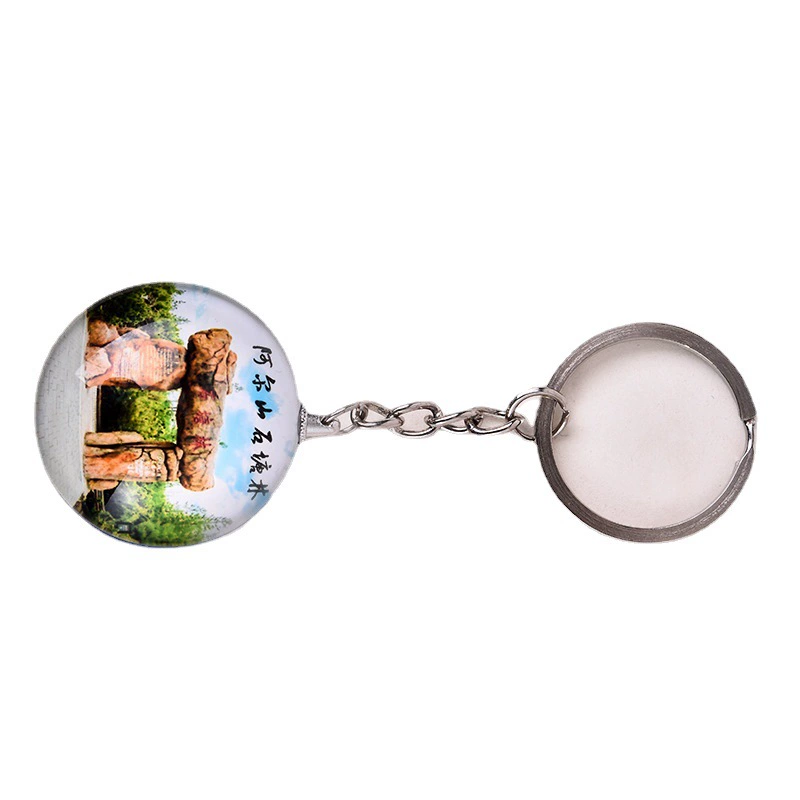 Creative double-sided glass keychain, souvenir, wholesale