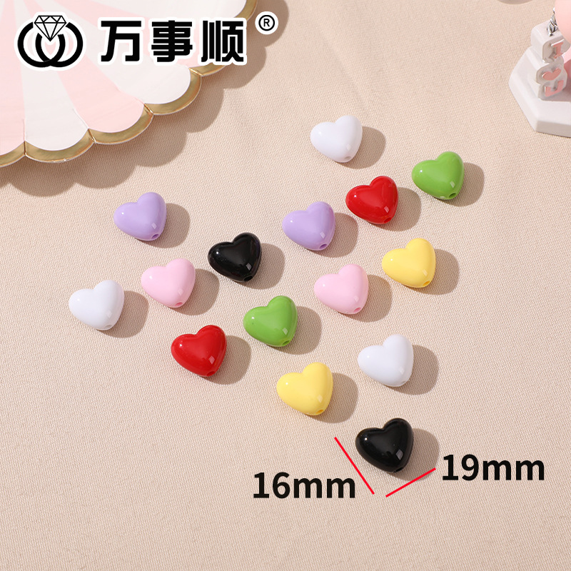 Cross-border nuevo acrílico macaron amor corazón 18mm agujero recto accesorios de la joyería DIY espárragos cuerda material