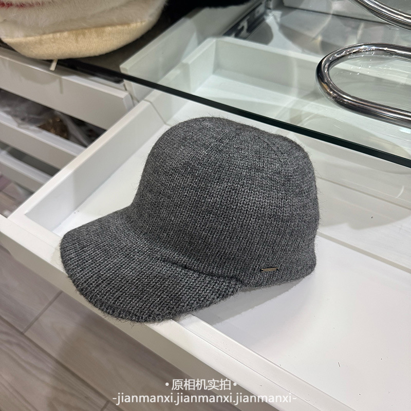 侧边金属标装饰韩版韩国简约ins博主氛围感穿搭棒球针织帽子女款|undefined