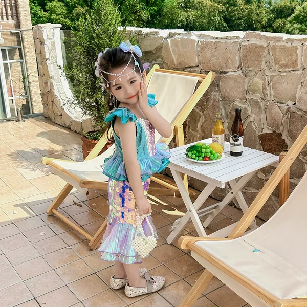 Original Heavy Industry Sequin Fishtail Dress Mermaid Princess Dress Baby Performance Costume Kindergarten Baby Girl