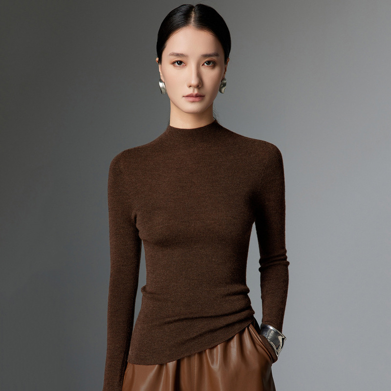 Factory Direct Sale【Skin-Friendly】Fine-Spun Half-High Collar Wool Sweater, Thin Knit Base Layer for Autumn and Winter Mkl24-15 Factory Direct Sale【Skin-Friendly】Fine-Spun Half-High Collar Wool Sweater, Thin Knit Base Layer for Autumn and Winter Mkl24-15