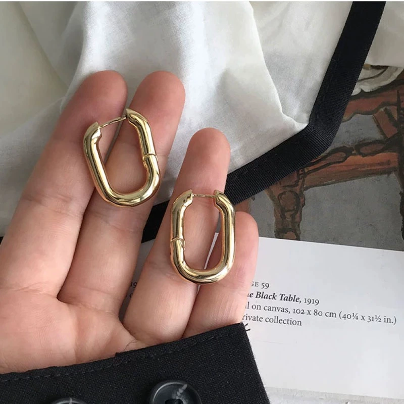 Earrings Geometric U-Shaped, European Style, Simple Elegant Design, Gold & Platinum Tones