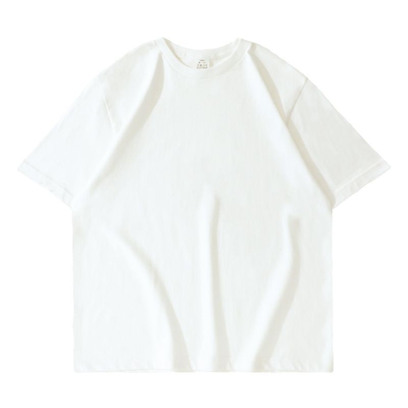 重いポンドの純綿の半袖のtシャツの女性の夏の新型の新疆の綿の純色のゆったりしている丸首の男女の同項のtシャツ|undefined