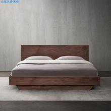 实木床黑胡桃木气压箱体床主卧家具现代简约1.8双人床悬浮床婚床
