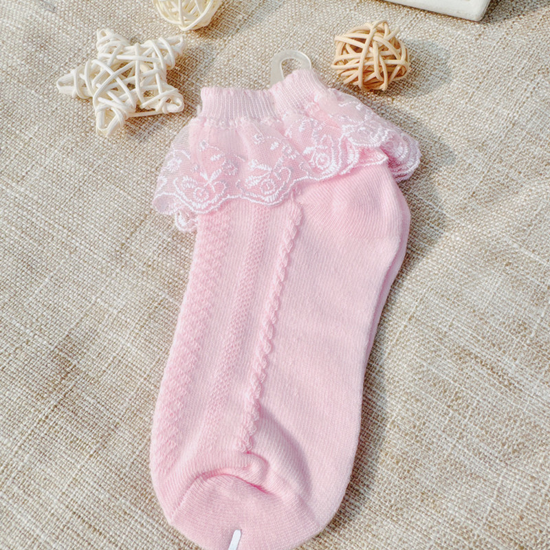 Calcetines de encaje para niños niñas transpirable primavera y otoño verano malla rayas encaje princesa calcetines cortos bebé blanco danza