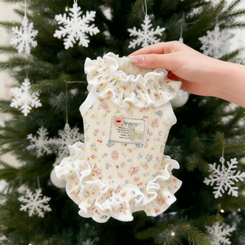 Teddy Floral Dress Pet Clothing for Small Puppies, Bichon Frise, Spring and Summer Thin Ice Silk Ruffle Dress Teddy Floral Dress Pet Clothing for Small Puppies, Bichon Frise, Spring and Summer Thin Ice Silk Ruffle Dress