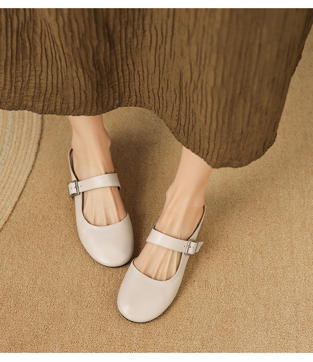 Sandal nữ quai chữ V đế bệt mũi tròn hở gót — đen chi tiết 8