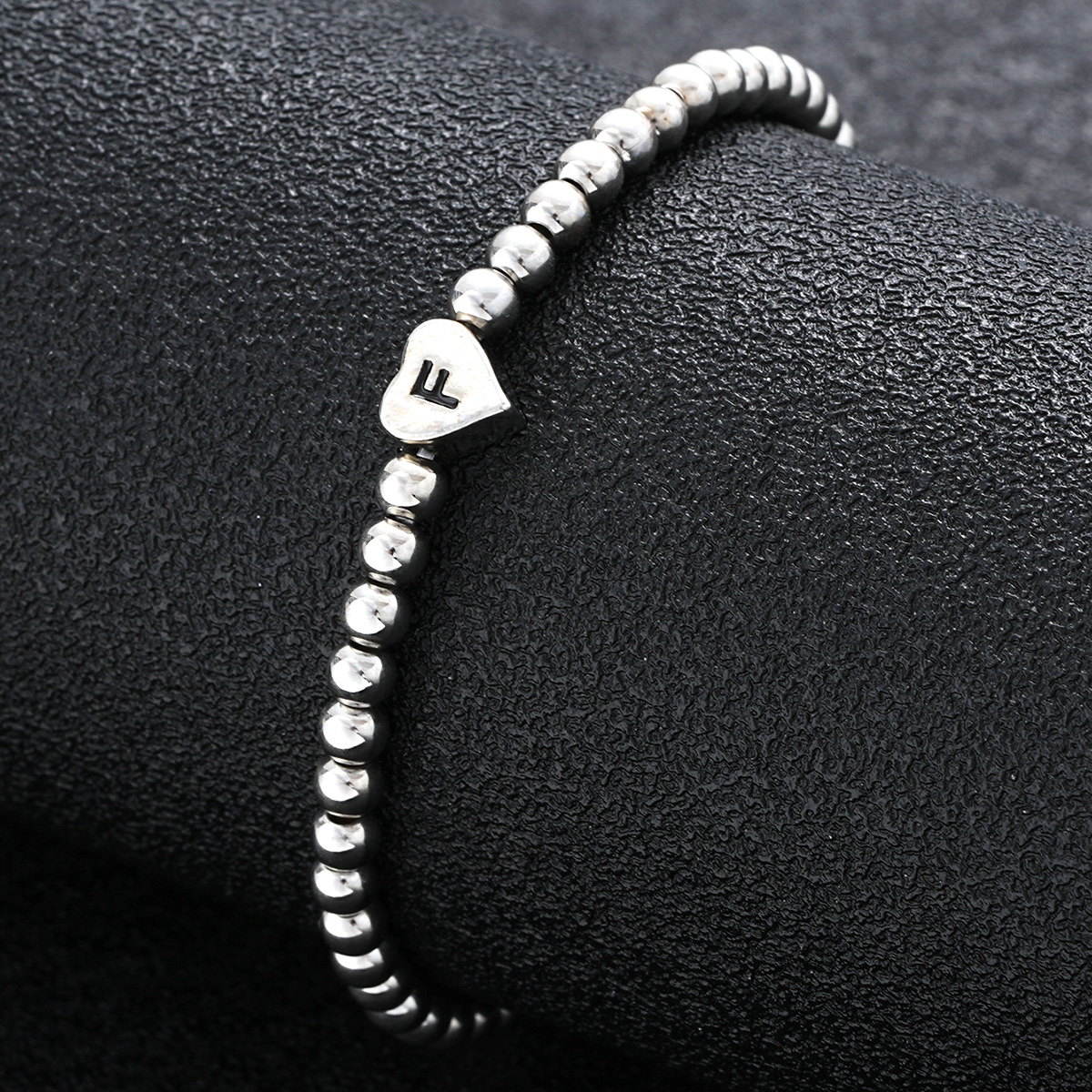 Beaded Initial Heart Bracelet With Custom Copper Letter Charm_voghion.com