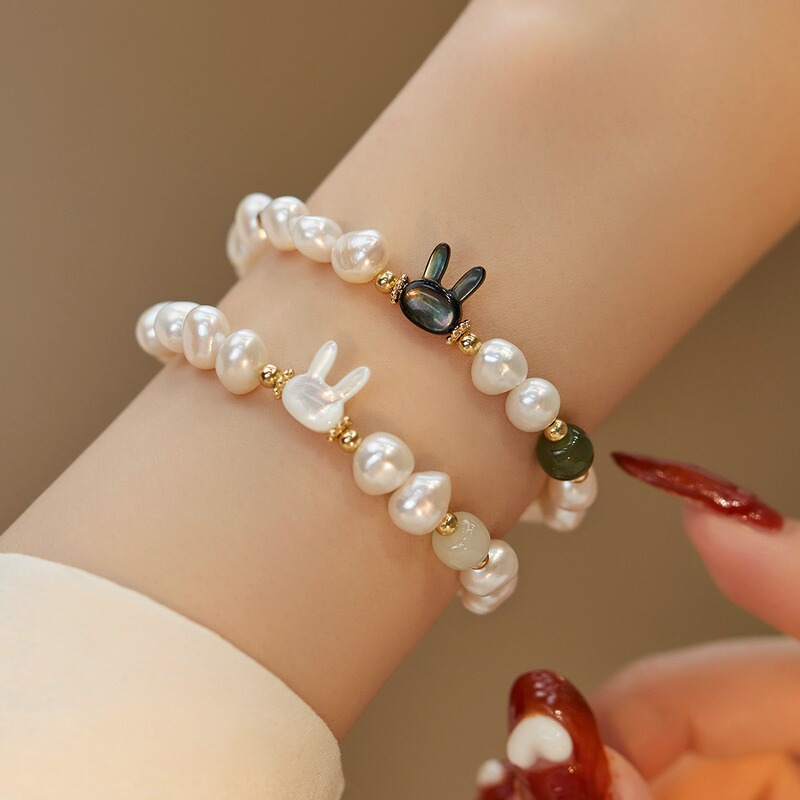 Freshwater Pearl Bracelet Rabbit Year Birthday Gift Girl Bracelet Temperament Internet Red White Shellfish Little Rabbit Girlfriend Gift