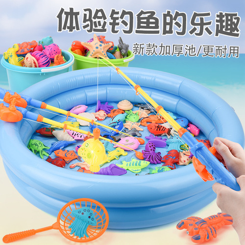 Summer children's fishing toys baby bulk magnetic fishing toys luminous fish simulation fishing fun set