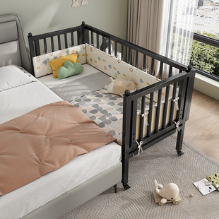Iron Children's Bed Splicing Bed Removable Crib Baby Crib Steel Frame Single Bed with Universal Wheels Direct Sale