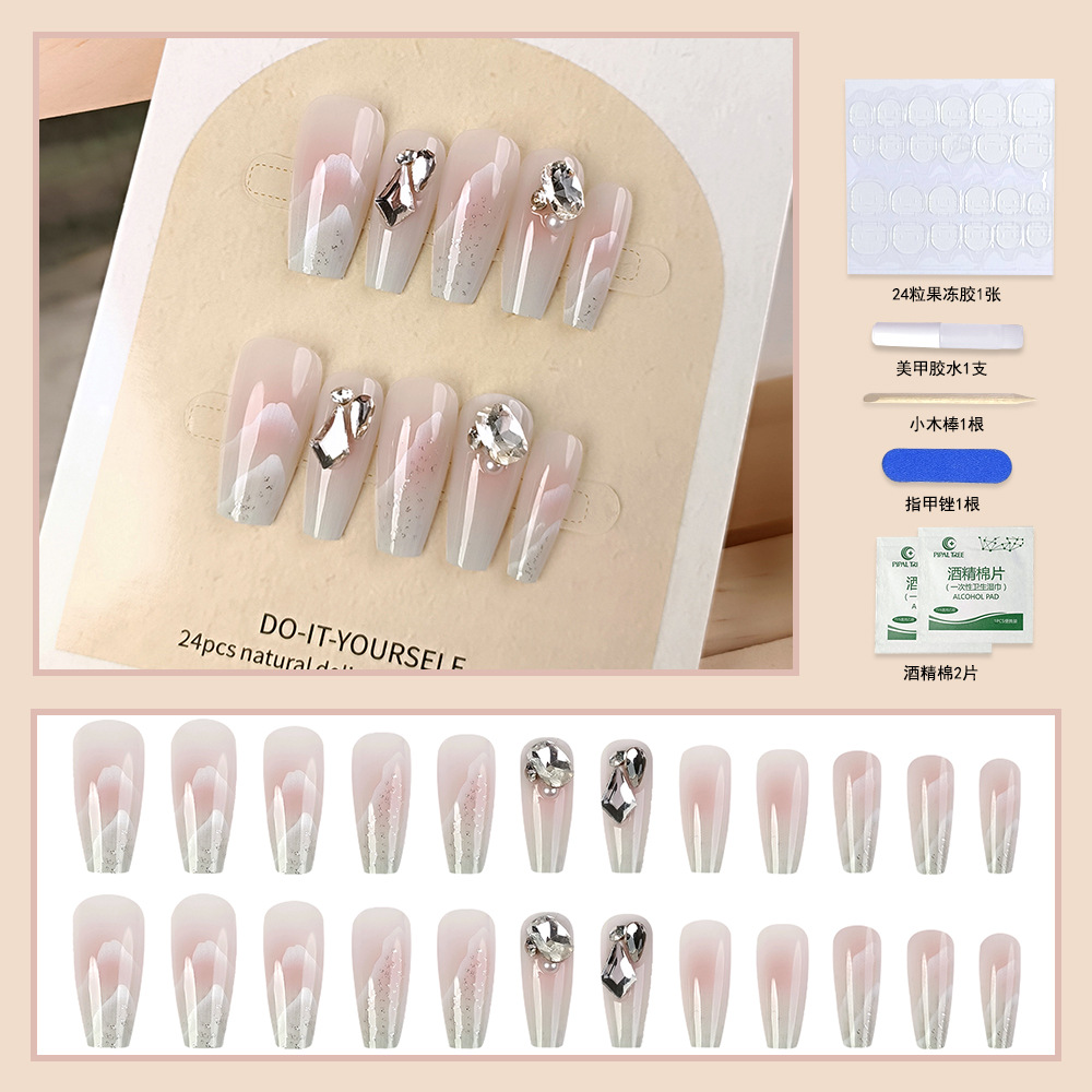 Uñas de manicura portátiles hechas a mano, 24 piezas, fototerapia, parches de uñas postizas estéreo, producto terminado, uñas portátiles extraíbles