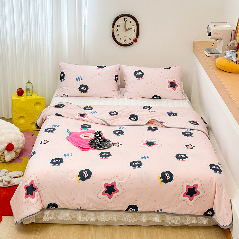 Colcha fresca de verano para niños de clase A, dormitorio de estudiantes, lavadora de aire acondicionado, colcha delgada de verano, núcleo cuatro