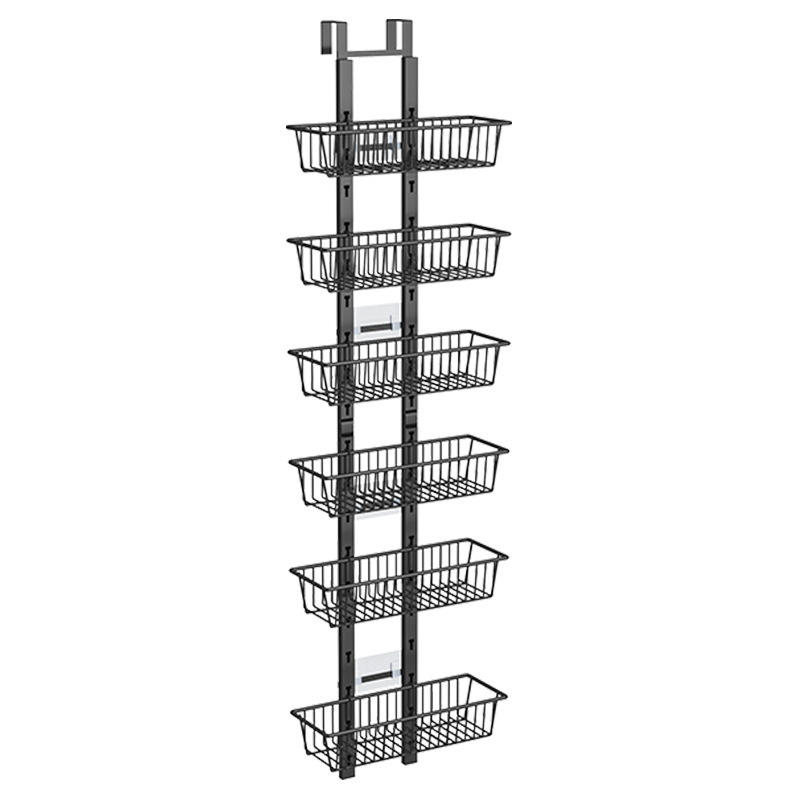 跨境浴室门后挂篮多层铁艺免打孔可折叠收纳架厨房卧室门后置物架