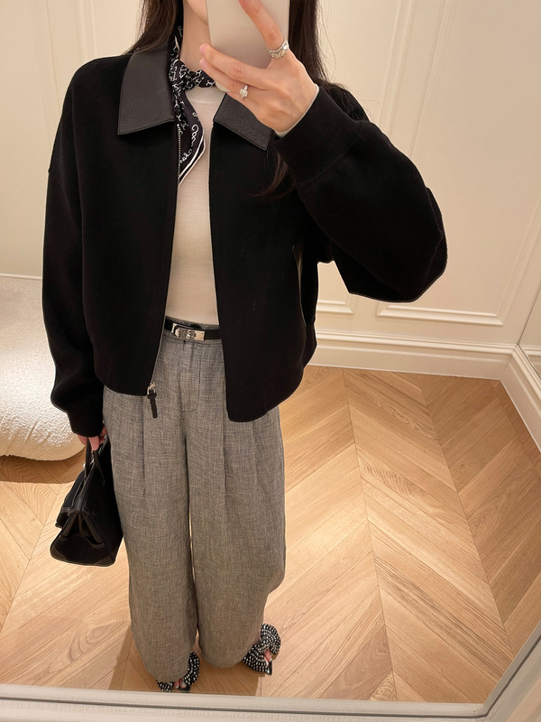意法早秋短外套撞色拼接复古设计感高级时尚夹克小个子上衣外套女|undefined