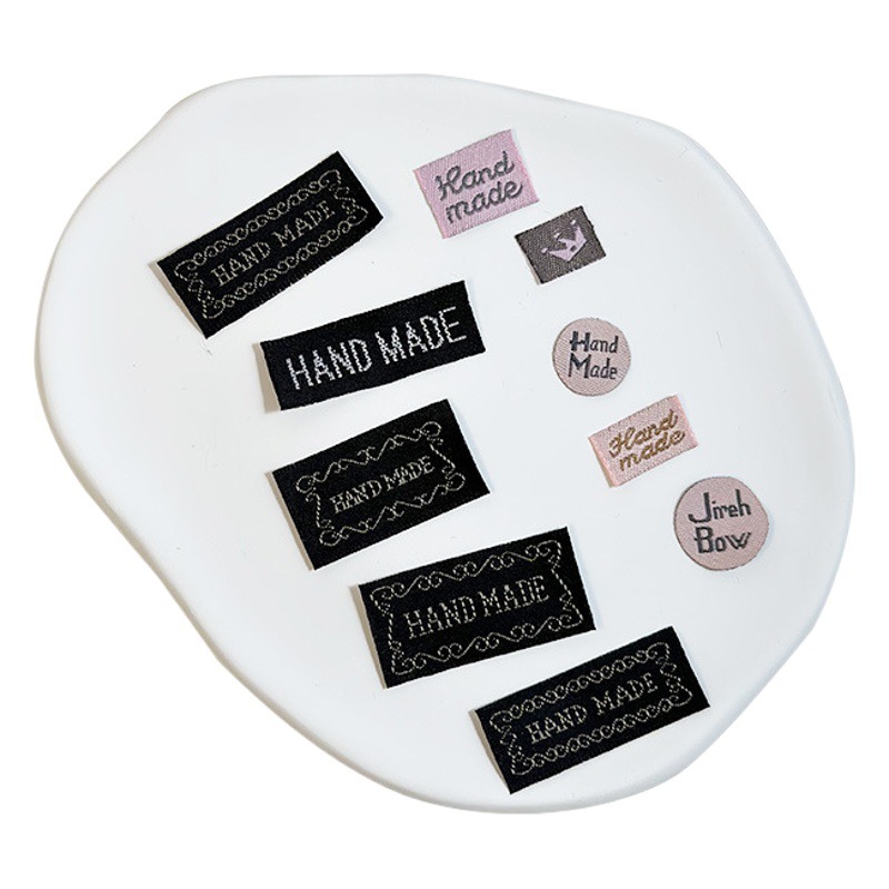 Black Woven Label Headdress Cloth Label English Woven Label DIY Handmade Handmade Hair Band Embroider Cloth Sticker