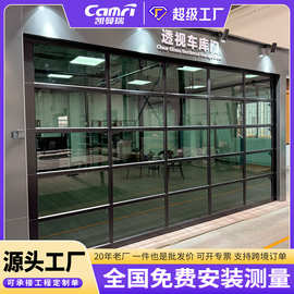 4s店别墅小区防盗玻璃透视车库门欧式智能遥控器铝合金翻板车库门