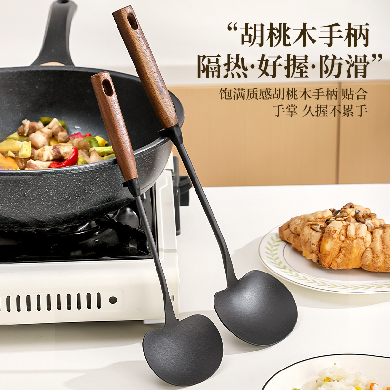 木质手柄厨具氮化生铁蘑菇铲勺炒菜铲汤勺易清洗锅铲厨房用品厂家|undefined