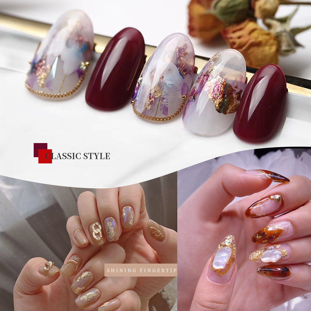 Internet celebridad nueva manicura hoja de oro seda hoja de oro papel versátil ultra-Delgado de oro y plata fragmentos de lámina de cristal fototerapia uñas decoración de bricolaje