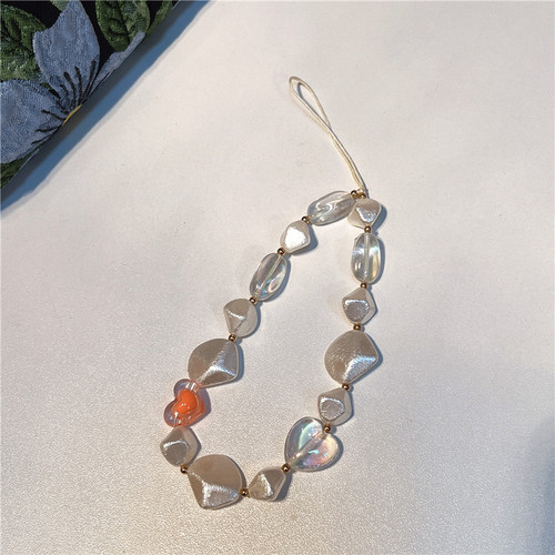 Korean version of the new mobile phone chain ins style beaded bear love mobile phone lanyard short pearl pendant mobile phone rope for women