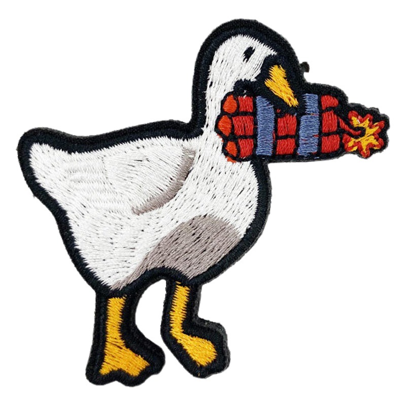 Bordado Velcro dibujos animados animal frito bolsa de medicina con cuchillo humor moral táctico parche de tela insignia bolsa tapa Decoración