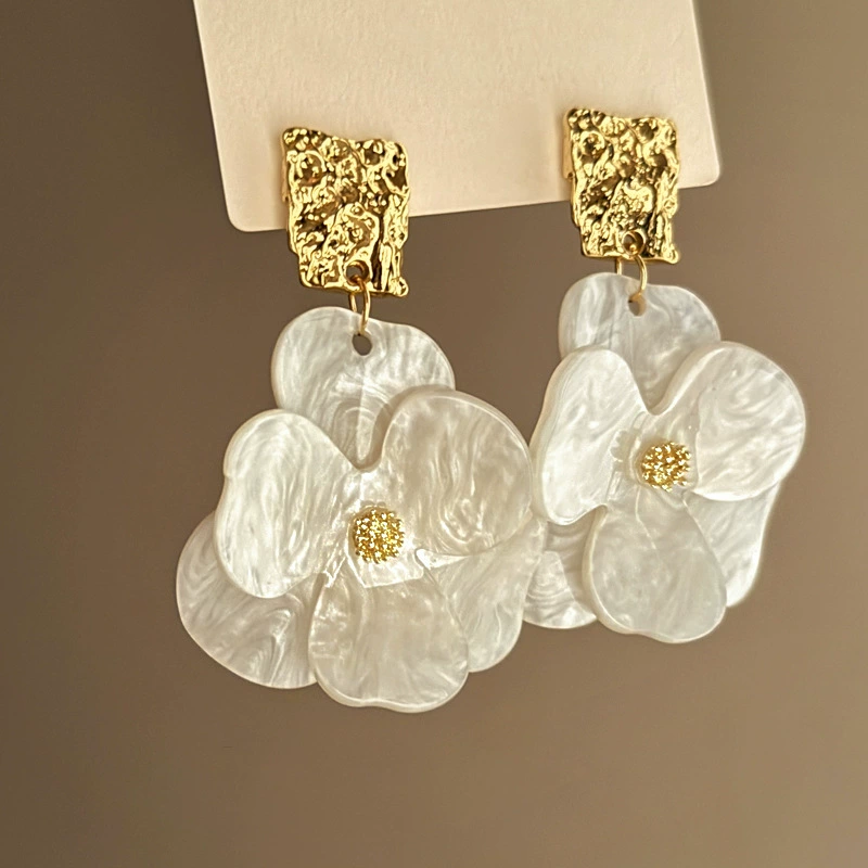 Серебряная игла, белый цирконий, модные милые серьги из жемчуга, цветок, французский стиль