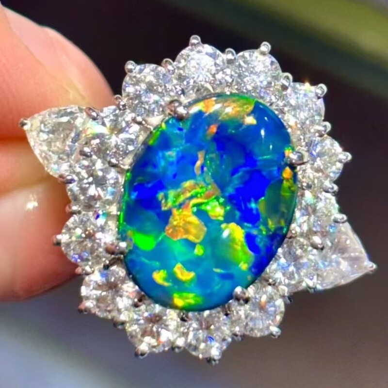 Natural Australian Black Opal Loose Stone Ring Surface Can Be Set into Ring Pendant Lightning Ridge Mining Area Source Wholesale Price