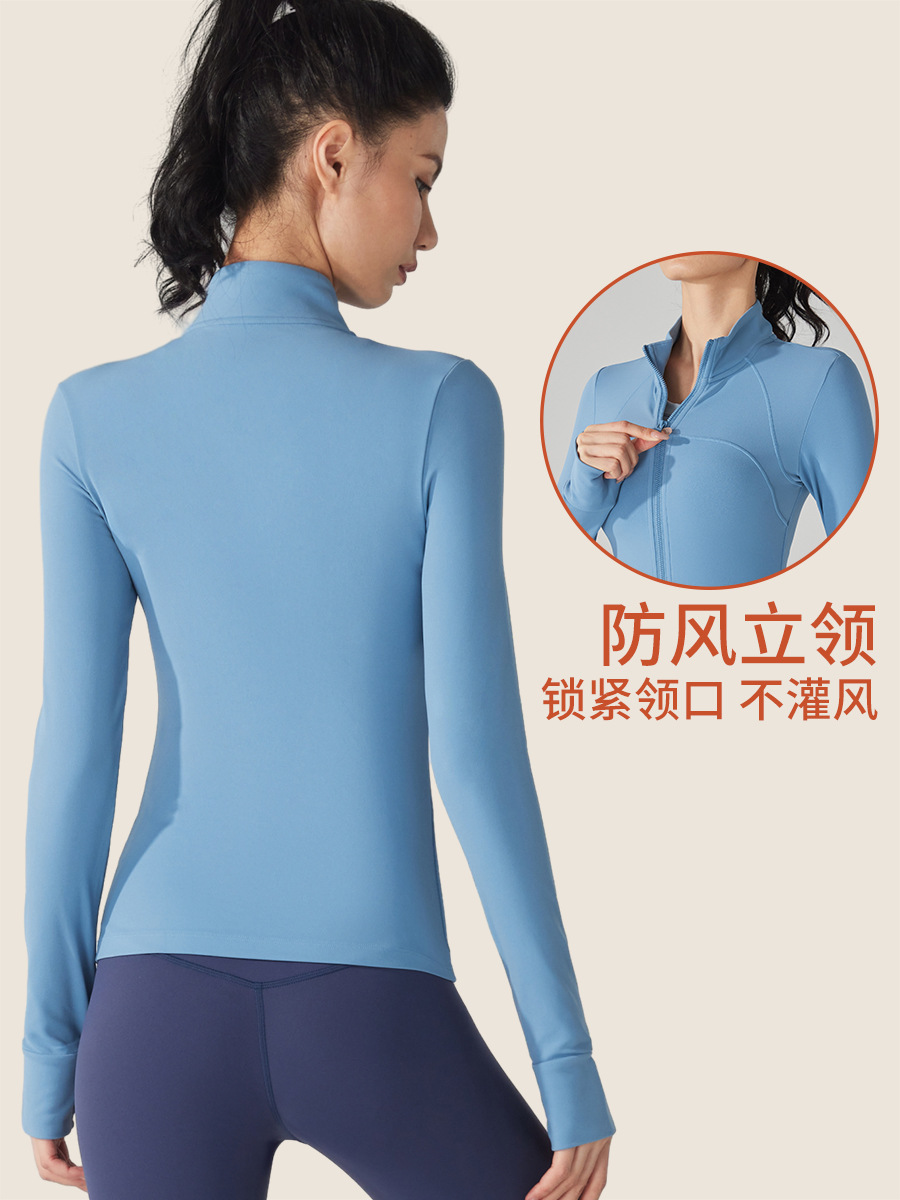 Yuancheng polar chaqueta deportiva caliente espesado slim fit adelgazamiento ropa de yoga manga larga con cremallera running fitness top