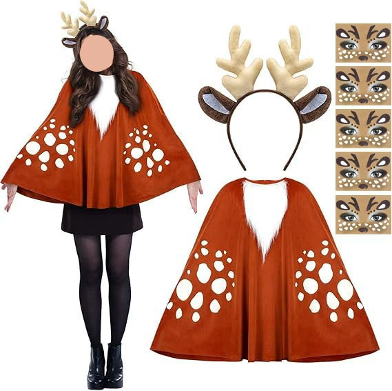 Xtinmee Рождественский Олень Костюм Женский Олень Взрослый Одежда Включая Олень Плащ Одежда