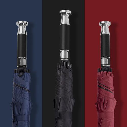 Men's business double long-handled golf umbrella, automatic silver-plated handle, luxury car, same style advertising umbrella with logo printed on it