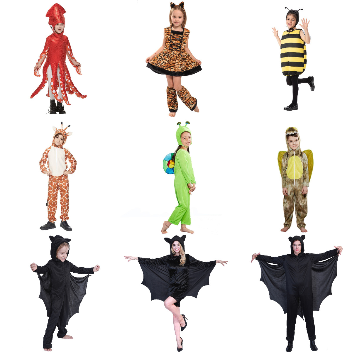 Suministro transfronterizo de Halloween para niños multi-estilo padre-niño campus fiesta disfraz animal de dibujos animados foto ropa