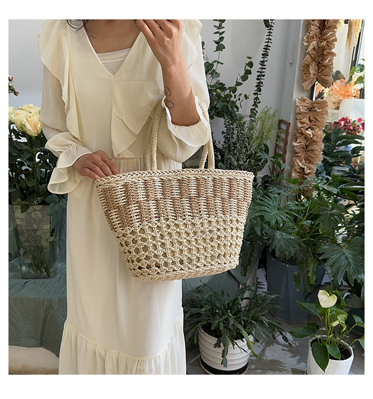 Women'S Gender Vacation Style Bucket Shape Women's All Seasons Straw Vacation Handbag
