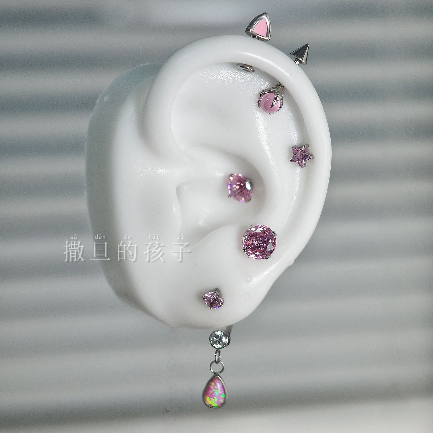 Satan's Child F136 Titanium Alloy Earrings Flashing Collection Sparkling Diamond Rose Cut Firework Cut Titanium Alloy Earrings detail image 15