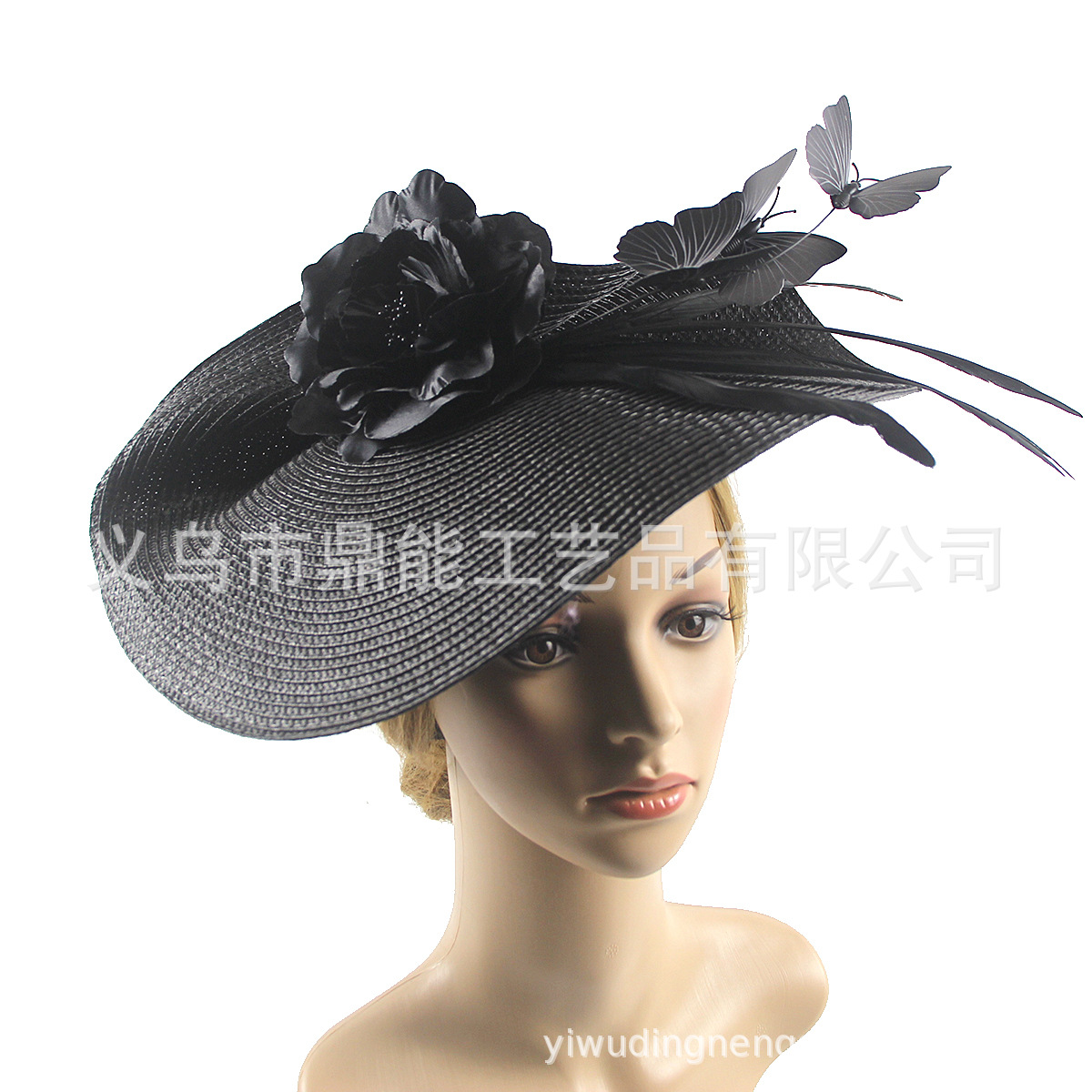 Amazon's Best-Selling New Large Hat Butterfly Flower Exaggerated Large Hat Jockey Club Hat Derbyhat