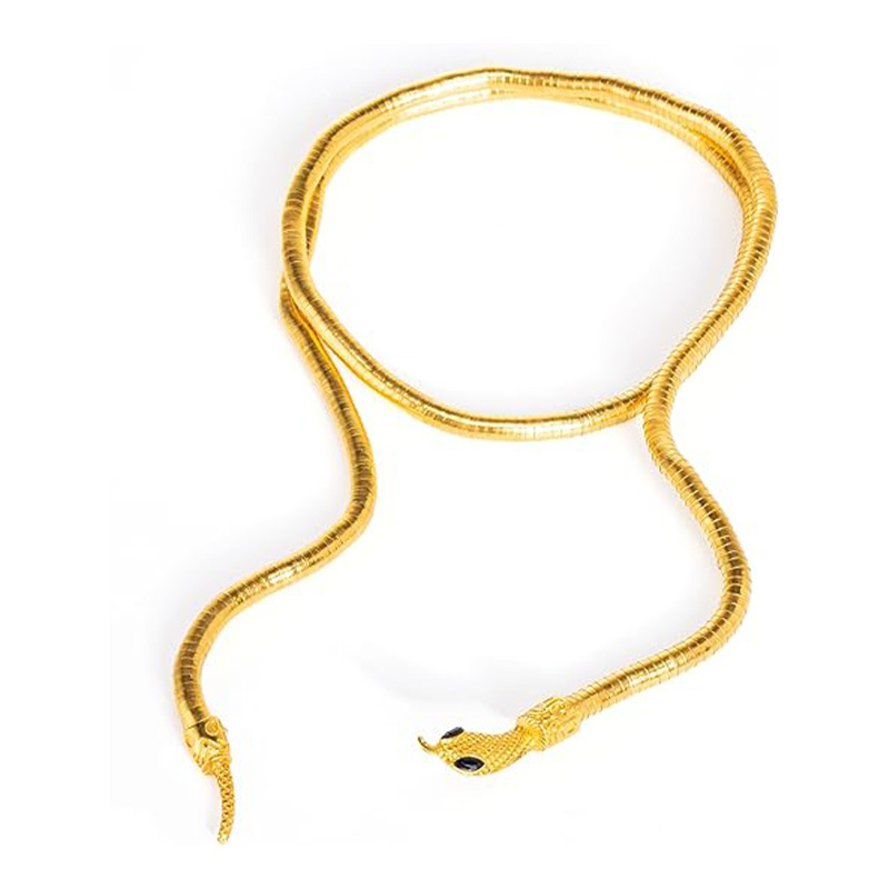 Auffällige Schlangenkette Für Damen Dunkle Coiled Snake Halskette_voghion.com