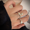 Elastic round beads, ball, universal brand ring, simple and elegant design, silver 925 sample, on index finger