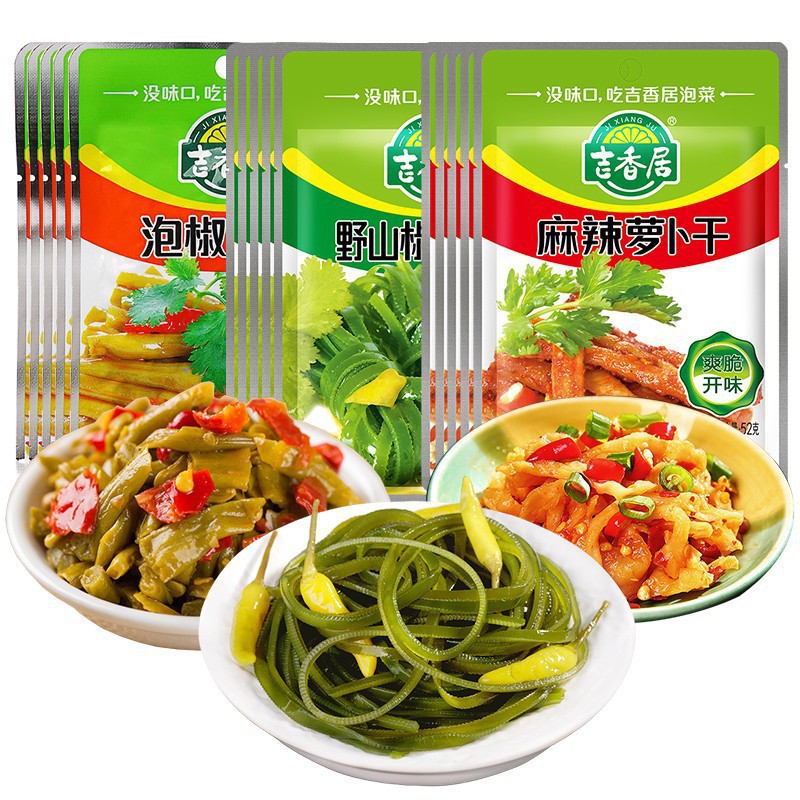 吉香居红油豇豆80g 泡菜海带丝 开味小菜 开胃酱菜 萝卜干 咸菜