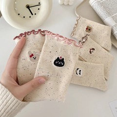 秋季新款韓版卡通刺繡中筒襪子女日系點子紗木耳邊休閒堆堆女襪