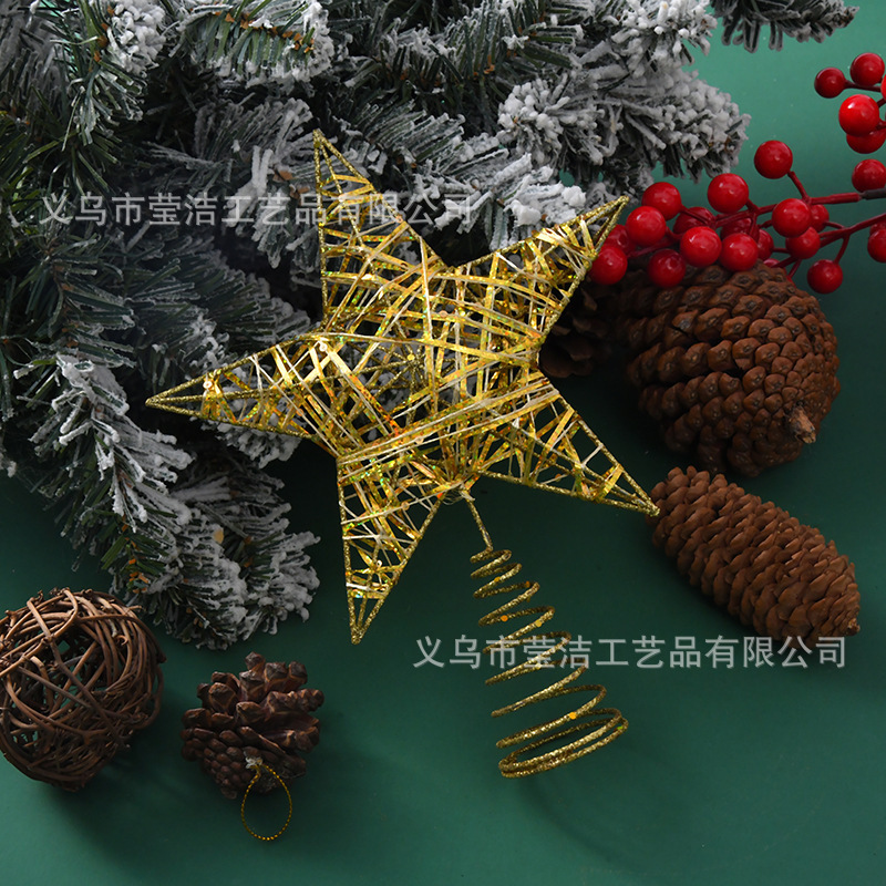 2025 クロスボーダー クリスマスツリー トップスター クリスマスデコレーション ツリートップスター アイアンスター ツリーラタン スター クリスマス|undefined