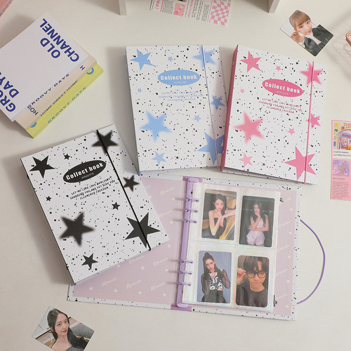 Korean star splash-ink loose-leaf photo album simple girly four-square album card storage album star chasing small card card album female