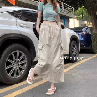 2024夏季新款女下装半身裙日系宽松女裙小众高级感遮肉裙子工装裙-阿里巴巴