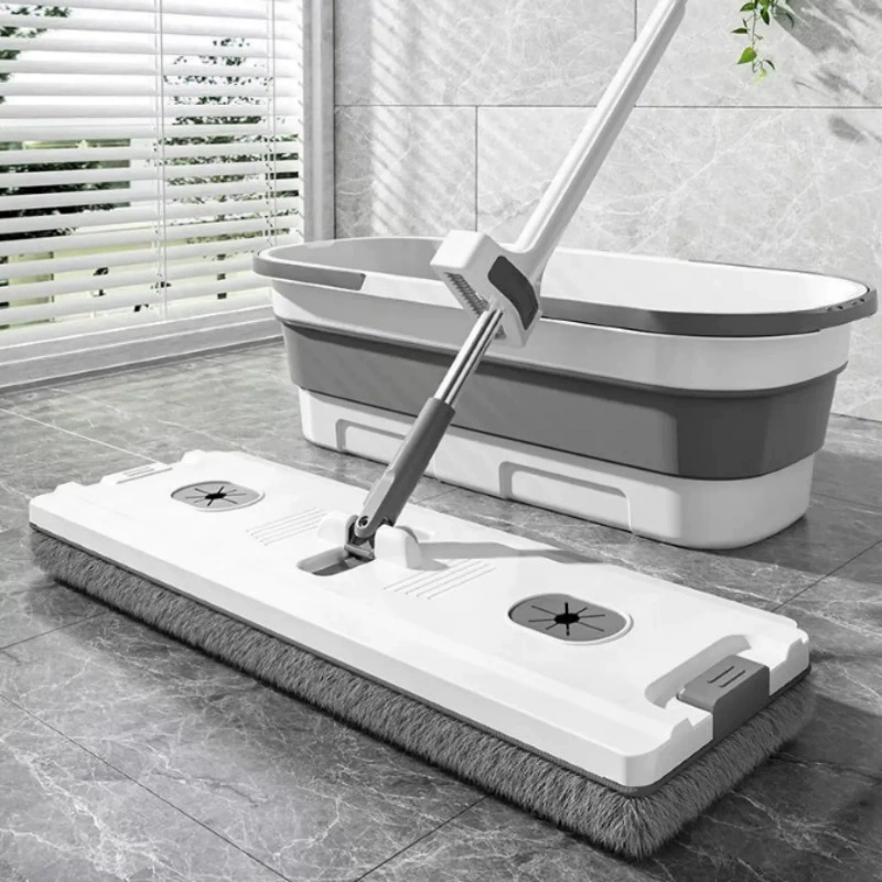 Швабра без ручного мытья дома и мытья 2024 новый ленивый артефакт перетаскивания земли с ведром для перетаскивания большой плоской швабры