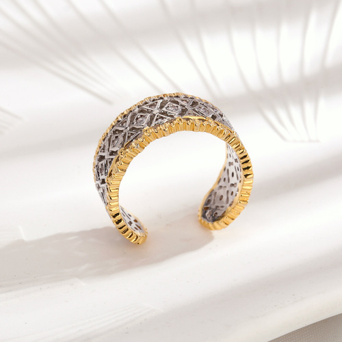 Buccella craftsmanship Italian 18k gold-plated vintage open bracelet hollow honeycomb carved gold women's bracelet accessories