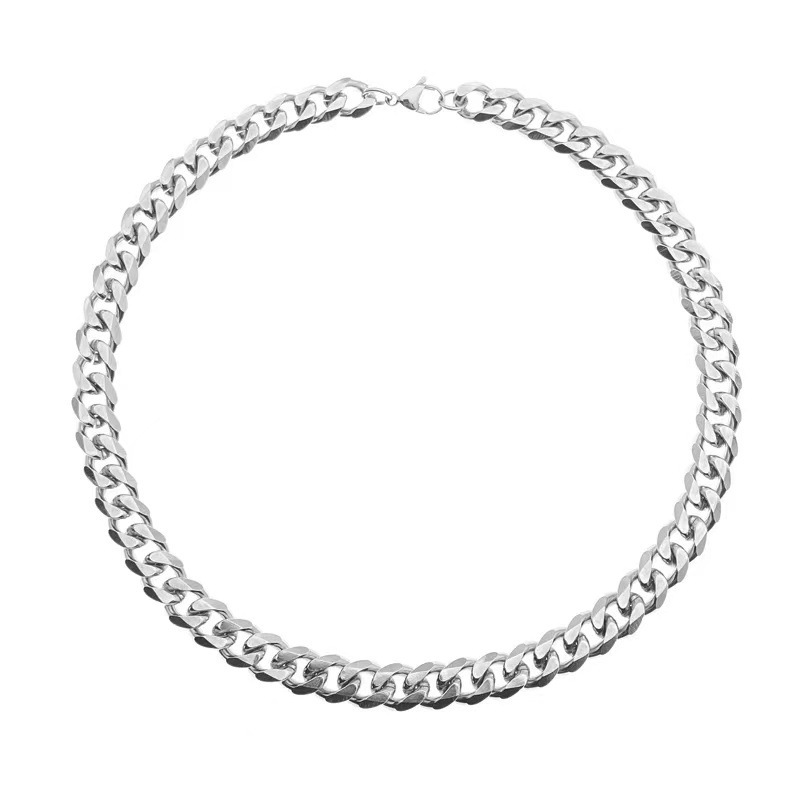 Collar cubano de acero inoxidable estilo hip hop para hombre_voghion.com
