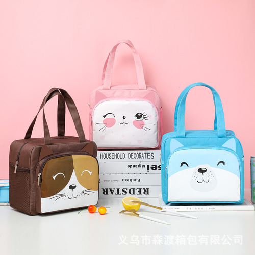 Internet celebrity cartoon lunch bag children's large capacity square lunch box bag outgoing insulated bag manufacturer supports printing logo